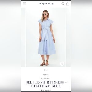 Oliphant Light Blue Belted Midi Dress